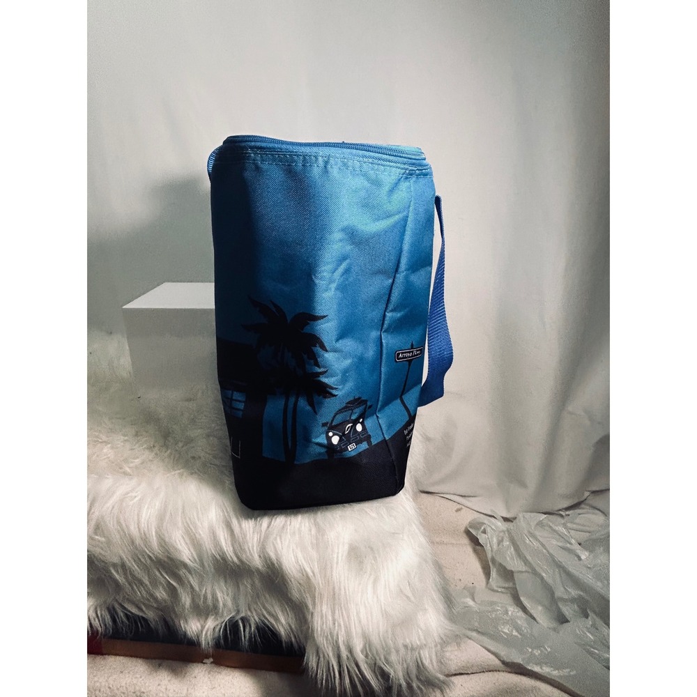 Trader Joes Insulated Reusable Grocery Bag Blue Pasadena 1967 Tote Zipper Large - Picture 4 of 7